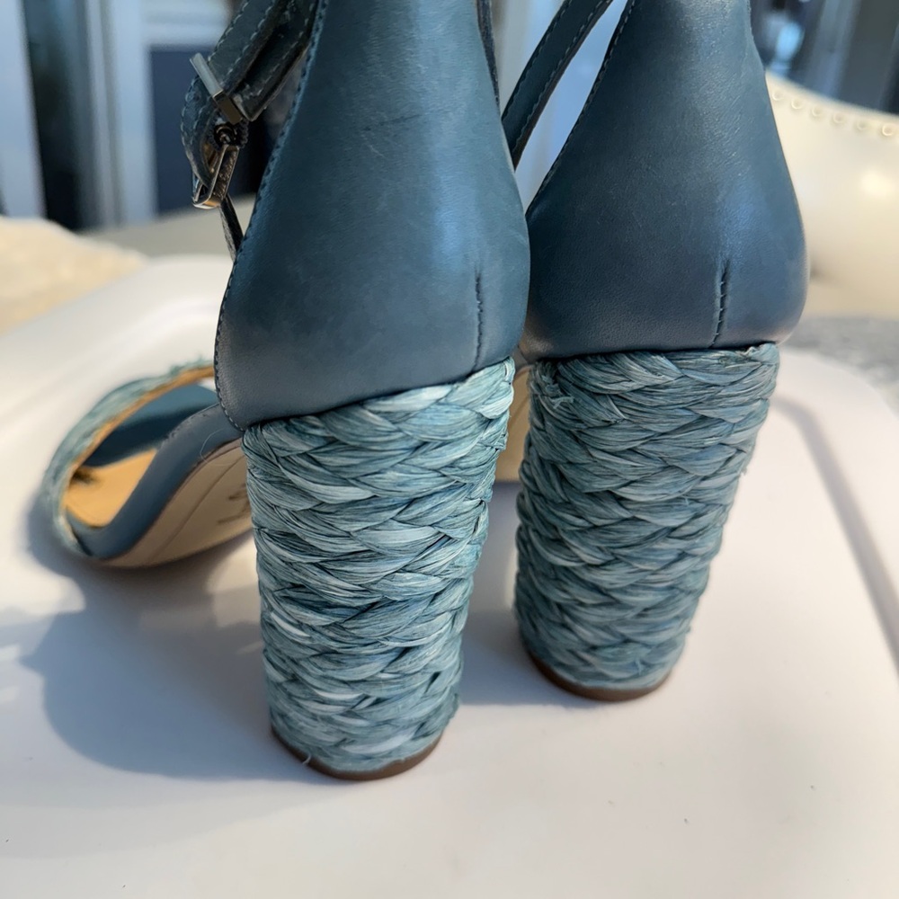 Sam Edelman Teal Braided Sandals block heel- size 7 - Picture 6 of 16